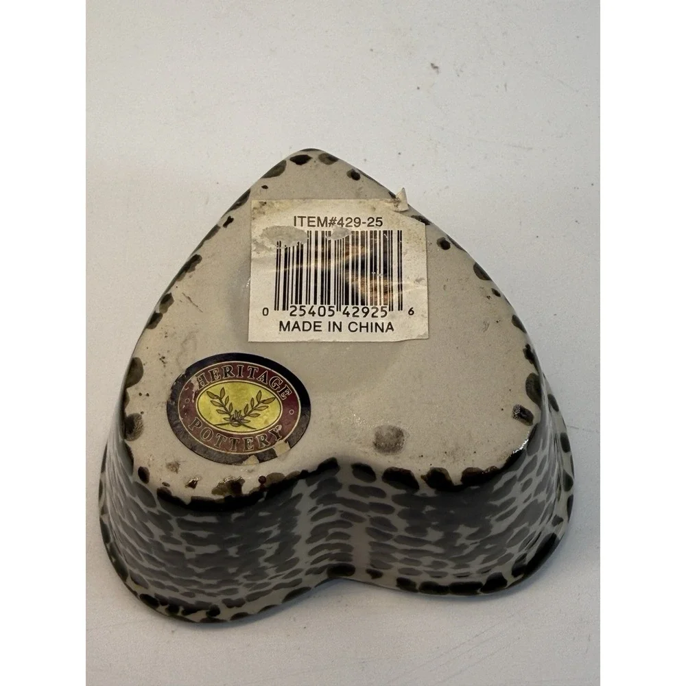 Heart-Shaped‎ Blue Navy Spongeware Pottery 3.5 x 2